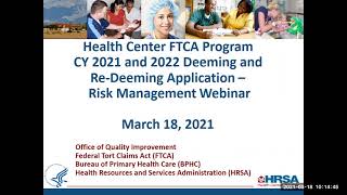 Health Center FTCA Risk Management Technical Assistance Webinar [upl. by Kipp]