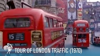 Tour of London Traffic DoubleDecker Buses amp Black Cabs 1970  British Pathé [upl. by Nagaem793]