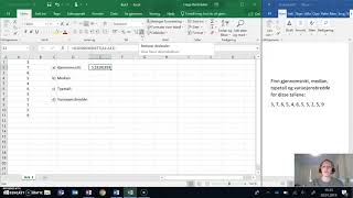 Statistikk Gjennomsnitt median typetall og variasjonsbredde i Excel [upl. by Gigi]