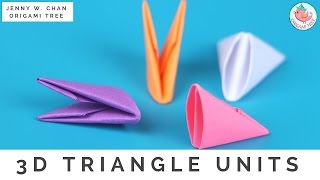 How to Fold 3D Origami Pieces  Make the 3D Origami Triangle Units 3D Origami Basics [upl. by Olivero]