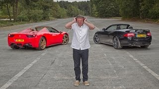 Ferrari 458 Spider vs Jaguar XKRS which sounds best [upl. by Akeemat359]