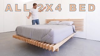 DIY Platform Bed Made from ONLY 2x4s  Modern Builds [upl. by Farrand451]