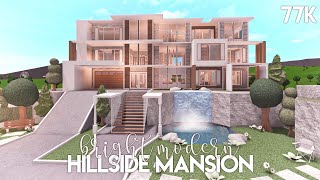 Bright Modern Hillside Mansion  Bloxburg Build [upl. by Nosirrag426]