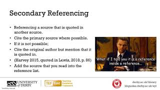 Secondary Referencing Harvard  Library Live [upl. by Adnoluy]