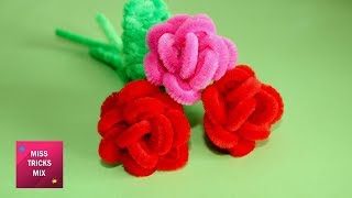 DIY  How to make a rose using pipe cleaner  Spring Crafts [upl. by Dnaleel]