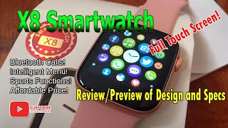 X8 Smartwatch Unboxing Review  Specs Menus and Features [upl. by Leigh]