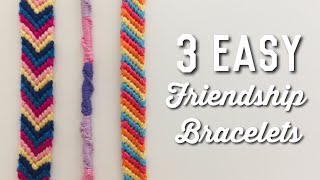 3 EASY BEGINNERS FRIENDSHIP BRACELETS  Twisted Striped amp Chevron [upl. by Agem]