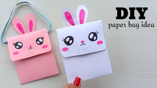 Origami Paper Bag  How To Make Paper Bags with Handles  Origami Gift Bags  school hacks [upl. by Ainitsirc]