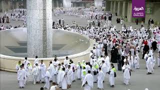 Hajj pilgrims symbolically ‘stone devil’ in last major ritual [upl. by Galven]