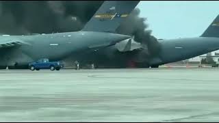 C 17 Catches On Fire Joint Base Charleston Flightline [upl. by Akeim]