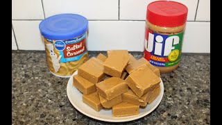 Two Ingredient Salted Caramel Peanut Butter Fudge – SUPER EASY Recipe [upl. by Lani]