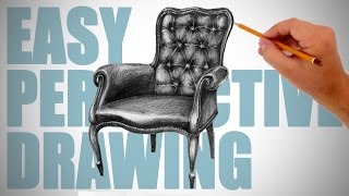 How to draw a chair  Easy Perspective Drawing 7 [upl. by Kayla]