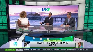 Tennis Channel Live Karatsev’s Impressive Calves [upl. by Ronn744]