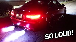 BMW E92 M3 LOUD Exhaust Install HUGE FLAMES [upl. by Oicul]