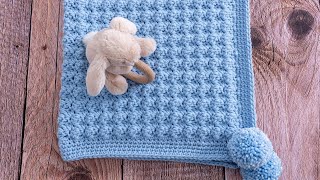 How to Crochet a Baby Blanket for Beginners Super EASY amp QUICK Only 1 row to repeat [upl. by Ardnazil]