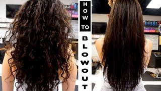 HOW TO BLOWOUT FRIZZYCURLY  DIY SALON BLOWOUT [upl. by Wilton]