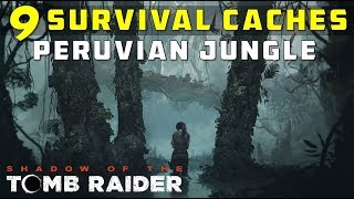 Location of Survival Caches in Peruvian Jungle  SHADOW OF THE TOMB RAIDER [upl. by Orelle555]