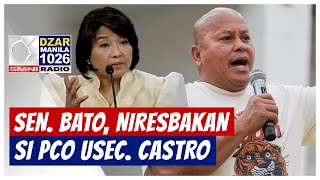 FULL INTERVIEW  Sen Bato niresbakan si PCO USec Castro [upl. by Nirag]