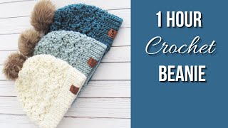 1 Hour Crochet Beanie Easy Pattern [upl. by Aiuqes]