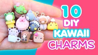 10 DIY KAWAII CHARMS  POLYMER CLAY TUTORIAL [upl. by Gwyneth]