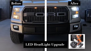 2016 Ford F150 LED HeadLight Bulb Conversion Before amp After [upl. by Wie382]