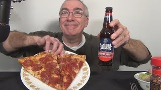 ASMR Eating Dominos Pepperoni Pizza with Sam Adams Beer Night [upl. by Caruso273]