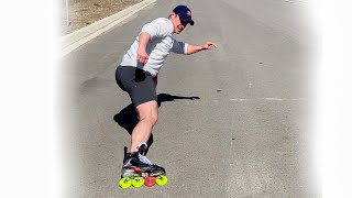 Learning how to stop on inline skates [upl. by Cavallaro]