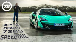 MCLAREN SHOWDOWN P1 vs 720s Speedtail vs F35 600LT vs Ferrari Pista  Top Gear [upl. by Ojytteb]