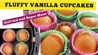 Easy Air fryer Vanilla Cupcakes Recipe From Scratch How to Air fry Moist Cupcake Air fried Muffins [upl. by Aidualk14]