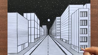 How to Draw a Town in 1Point Perspective [upl. by Aven614]