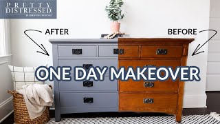 Furniture Painting for Beginners  One Step Paint Dresser Makeover [upl. by Quennie]