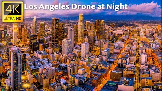 Los Angeles  4K UHD Drone Video at Night [upl. by Nyra194]