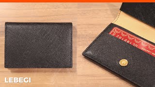 골드 자석 장식으로 블랙 카드 지갑 만들기 Making a Black Leather Bifold Card Wallet [upl. by Tolley904]