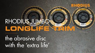 RHODIUS JUMBO LONGLIFE TRIM – the abrasive disc with the ‘extra life’ [upl. by Anitsuga368]