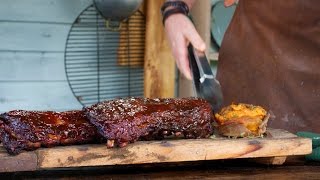 How to cook Spare Ribs 321 Method  Big Green Egg [upl. by Eeliak]