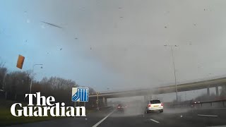 Tornado captured on dashcam as it crosses M25 in Surrey [upl. by Burl]