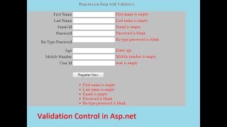 Form validation in aspnetValidation control [upl. by Adnawuj]