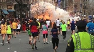 Boston Marathon Explosions Video Two Bombs Near Finish Line [upl. by Azal]