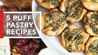 5 Puff Pastry Recipes  Quick amp Easy Appetizers [upl. by Nogem355]