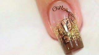 Autumn Copper Foil Nail Art Design Tutorial [upl. by Benoit]