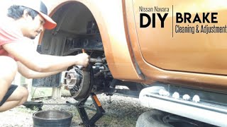 DIY Brake Cleaning and Adjustment Nissan Navara without brake cleaner [upl. by Sadye]