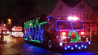 Fire Truck Christmas Parade 2018 P1 SirensLightsMusic Wallington NJ 17th Annual Holiday Parade [upl. by Burkitt]