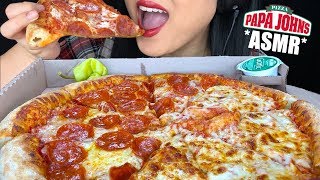 ASMR EATING CHEESY PEPPERONI PIZZA Eating Sounds  Papa John Pizza  No Talking ASMR Phan [upl. by Lotsirhc662]