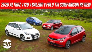 2020 Tata Altroz vs Hyundai i20 vs Maruti Suzuki Baleno vs VW Polo TSI Comparison Review  evo India [upl. by Bealle]