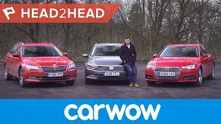 Audi A4 Avant vs Volkswagen Passat Estate vs Skoda Superb Estate  Head2Head [upl. by Jacqui]