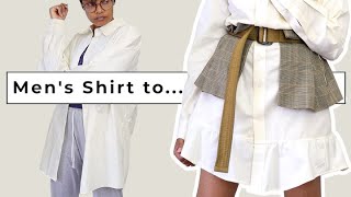 Super Easy amp Cute Mens Dress Shirt Upcycle  3 Ways To Style [upl. by Eugenius526]