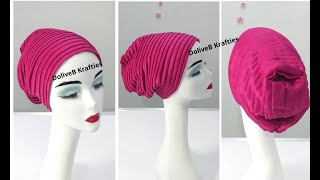 Fully Pleated Turban cap  DIY Turban Making [upl. by Naihtniroc551]