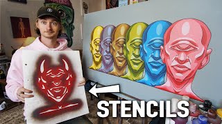 HOW TO MAKE STENCILS  EPIC MultiLayered Stencil Canvas Project [upl. by Yelreveb]