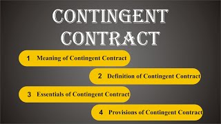 Contingent Contract  Indian Contract Act 1872  Law Guru [upl. by Notse]