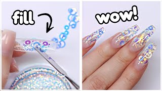 WOW Clear Encapsulated Iridescent Glitter Nails [upl. by Nilloc]